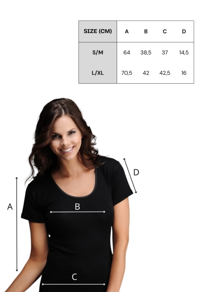 Damski Podkoszulek z Krótkim Rękawem z Wełny Merino Black.jpg