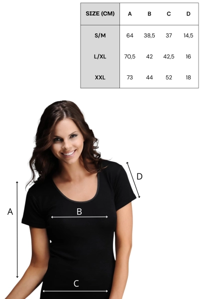 Damski Podkoszulek z Krótkim Rękawem z Wełny Merino Black.png